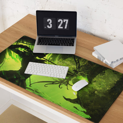 Green Neon Cyberpunk Gaming Mouse Pad For Desk Setup Large Non Slip Abstract Art Vibrant Artwork