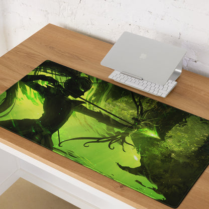 Green Neon Cyberpunk Gaming Mouse Pad For Desk Setup Large Non Slip Abstract Art Vibrant Artwork