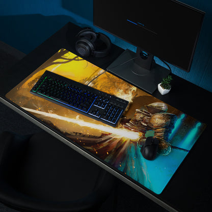 Gaming Mouse Pad Large Orange To Blue Gradient For Gaming Desk Cinematic Fantasy Battle Digital Art