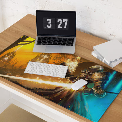 Gaming Mouse Pad Large Orange To Blue Gradient For Gaming Desk Cinematic Fantasy Battle Digital Art