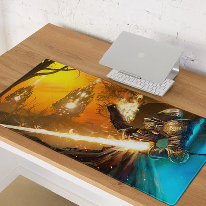 Gaming Mouse Pad Large Orange To Blue Gradient For Gaming Desk Cinematic Fantasy Battle Digital Art