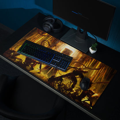 Gaming Mouse Pad Orange And Gold Fiery Design For Desktop Setup Style Modern Large Non Slip