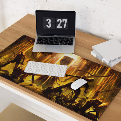 Gaming Mouse Pad Orange And Gold Fiery Design For Desktop Setup Style Modern Large Non Slip