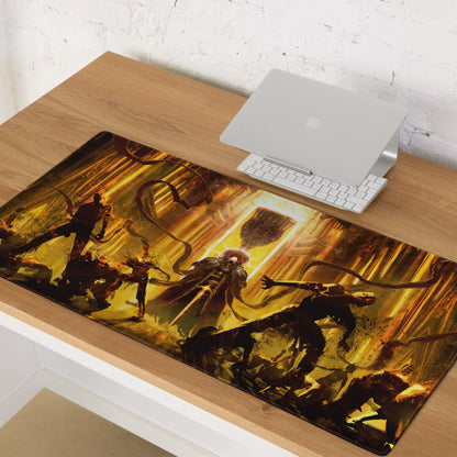 Gaming Mouse Pad Orange And Gold Fiery Design For Desktop Setup Style Modern Large Non Slip