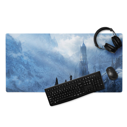 Gamer Mouse Pad Blue Ice Fantasy Castle For Desk - Digital Art Style Epic Fantasy
