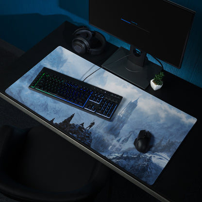 Gamer Mouse Pad Blue Ice Fantasy Castle For Desk - Digital Art Style Epic Fantasy