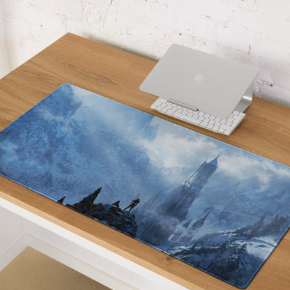 Gamer Mouse Pad Blue Ice Fantasy Castle For Desk - Digital Art Style Epic Fantasy