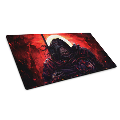Red And Black Fiery Warrior Gaming Setup Mouse Pad Large Non Slip Desk Mat For Gaming Epic Dark Fantasy Digital Art