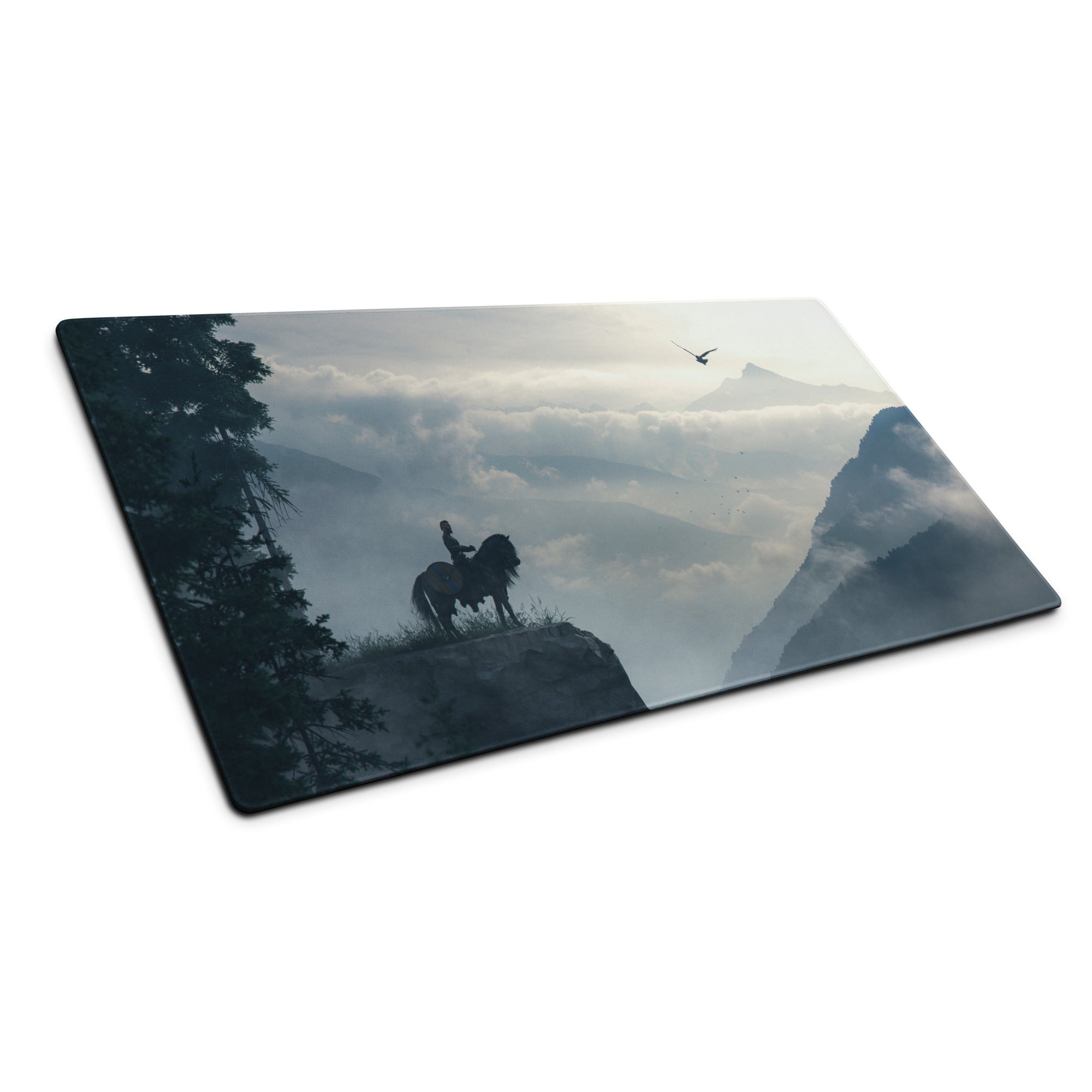 Gaming Mouse Pad Blue Mountain Landscape For Gaming Desk Non Slip Edge Stitching Large Moody Cinematic