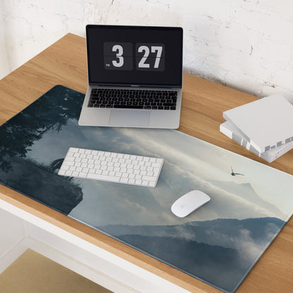 Gaming Mouse Pad Blue Mountain Landscape For Gaming Desk Non Slip Edge Stitching Large Moody Cinematic