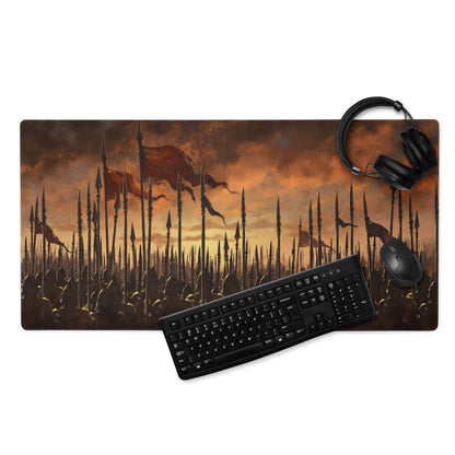 Gaming Mouse Pad Burnt Orange And Black For Gaming Desk Epic Fantasy Battlefield Digital Art