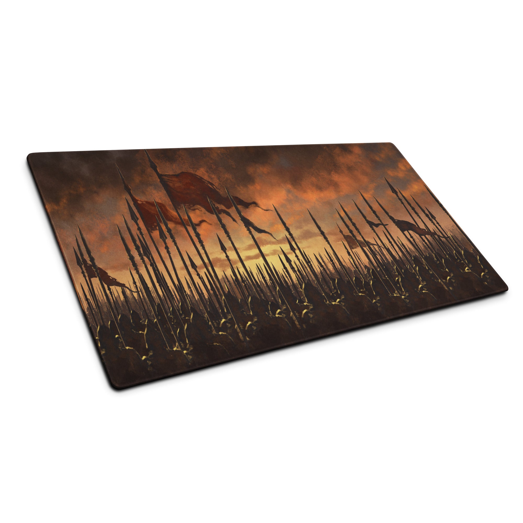Gaming Mouse Pad Burnt Orange And Black For Gaming Desk Epic Fantasy Battlefield Digital Art