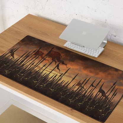 Gaming Mouse Pad Burnt Orange And Black For Gaming Desk Epic Fantasy Battlefield Digital Art