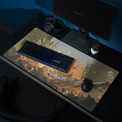Gaming Mouse Pad Large Orange Teal Urban Dystopian Digital Art For Gaming Desk Setup