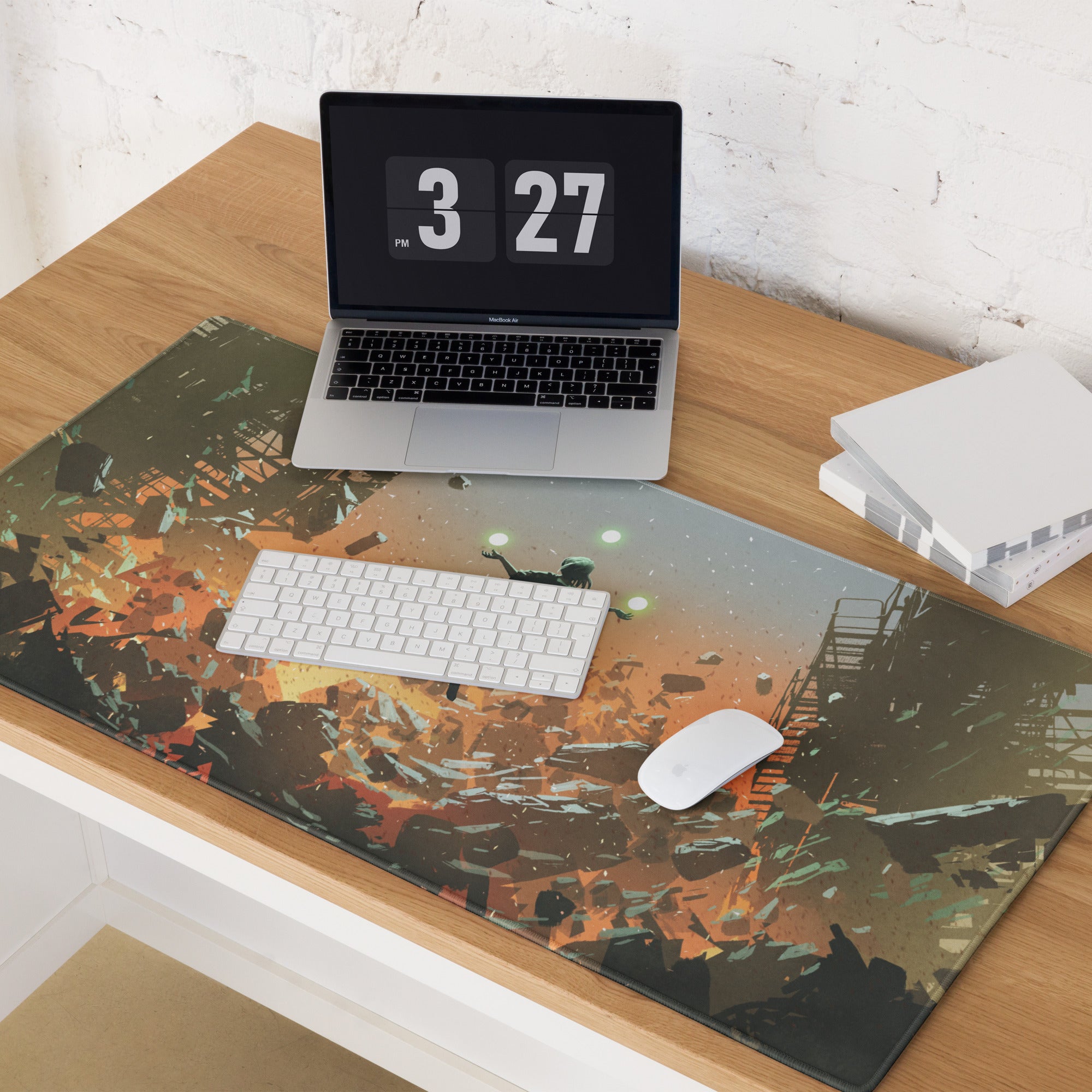 Gaming Mouse Pad Large Orange Teal Urban Dystopian Digital Art For Gaming Desk Setup