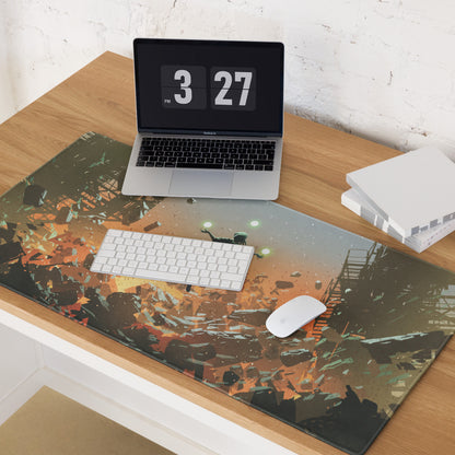 Gaming Mouse Pad Large Orange Teal Urban Dystopian Digital Art For Gaming Desk Setup