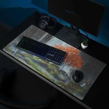 Gaming Mouse Pad Large Size With Dark Blue Gray And Orange Red Tree Scene For Desktop Gaming Epic Fantasy Art
