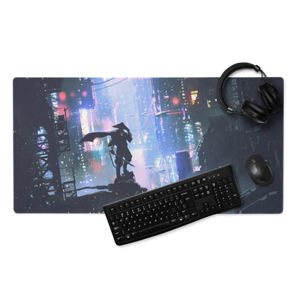 Cyberpunk Cityscape Gaming Mouse Pad Blue Purple Neon for Gaming Desk Futuristic