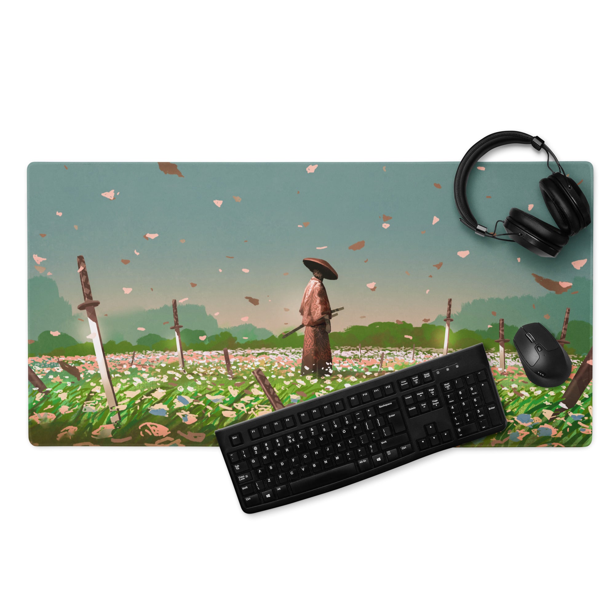 Gaming Mouse Pad Teal And Pink For Gaming Desk Setup Illustration Style Calming Mood Esports Decor Digital Artwork