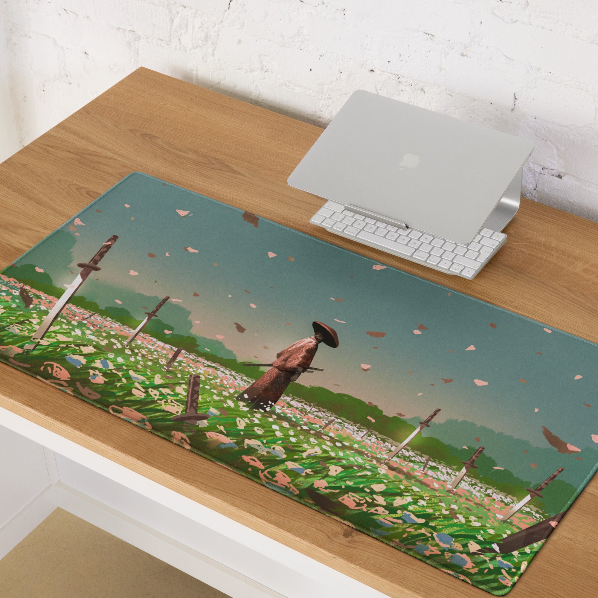Gaming Mouse Pad Teal And Pink For Gaming Desk Setup Illustration Style Calming Mood Esports Decor Digital Artwork
