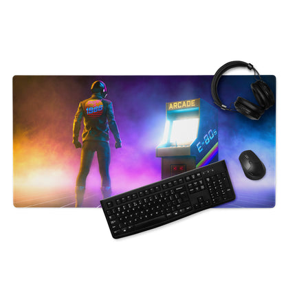 Neon Arcade Gamer Mouse Pad Desk Setup Purple Orange Blue Hues Retro Style For Gaming Desk