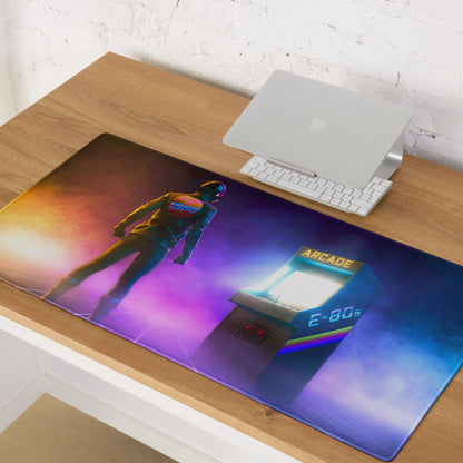 Neon Arcade Gamer Mouse Pad Desk Setup Purple Orange Blue Hues Retro Style For Gaming Desk