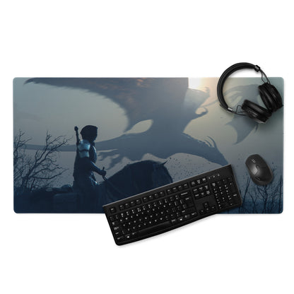 Gaming Mouse Pad Navy Blue Large Desk Mat For Gaming Setups Non Slip Base And Edge Stitching Cinematic Fantasy Art
