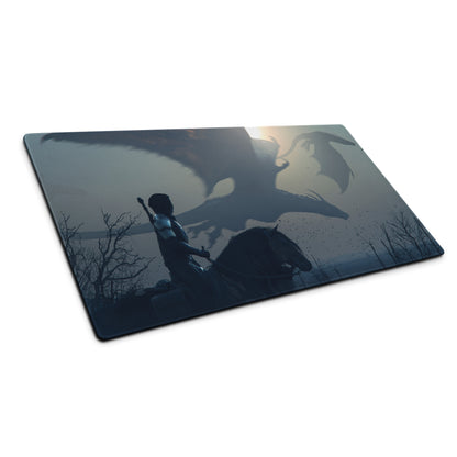 Gaming Mouse Pad Navy Blue Large Desk Mat For Gaming Setups Non Slip Base And Edge Stitching Cinematic Fantasy Art