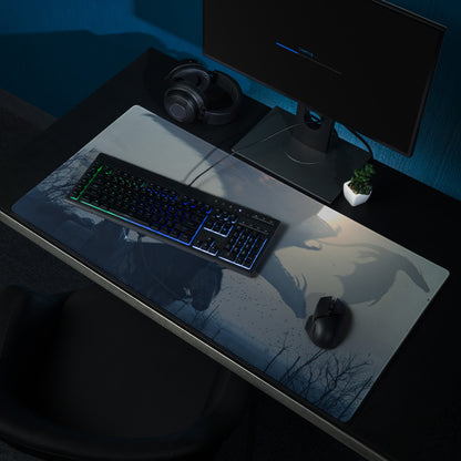 Gaming Mouse Pad Navy Blue Large Desk Mat For Gaming Setups Non Slip Base And Edge Stitching Cinematic Fantasy Art