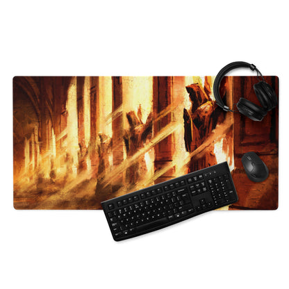 Orange Brown Gaming Mouse Pad Desk Mat For Gaming Setup Cinematic Abstract Mood Esports Decor Non Slip Backing Stitching