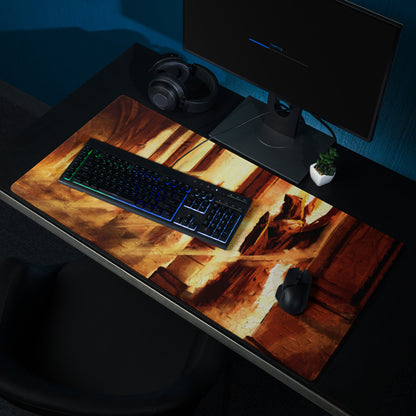 Orange Brown Gaming Mouse Pad Desk Mat For Gaming Setup Cinematic Abstract Mood Esports Decor Non Slip Backing Stitching