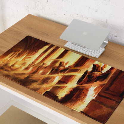 Orange Brown Gaming Mouse Pad Desk Mat For Gaming Setup Cinematic Abstract Mood Esports Decor Non Slip Backing Stitching