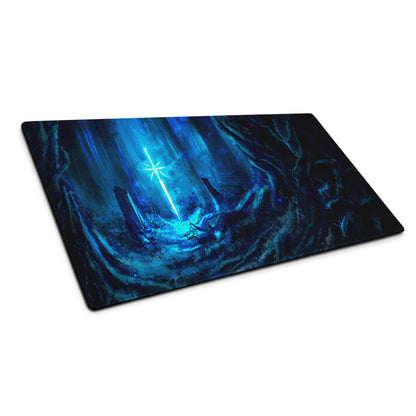 Blue Neon Fantasy Gaming Mouse Pad For Desk Setup Large Non Slip Edge Stitched Pro Grade
