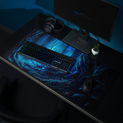 Blue Neon Fantasy Gaming Mouse Pad For Desk Setup Large Non Slip Edge Stitched Pro Grade