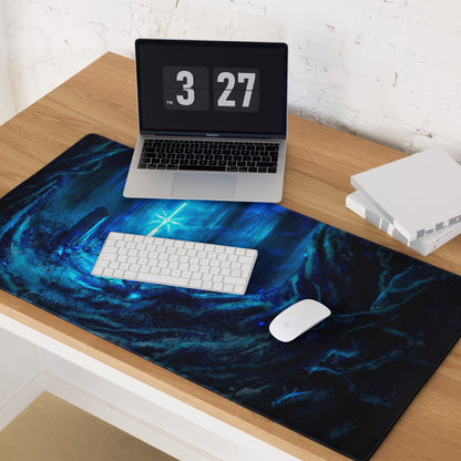 Blue Neon Fantasy Gaming Mouse Pad For Desk Setup Large Non Slip Edge Stitched Pro Grade