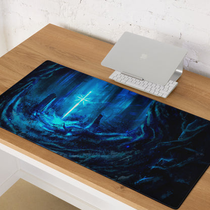 Blue Neon Fantasy Gaming Mouse Pad For Desk Setup Large Non Slip Edge Stitched Pro Grade