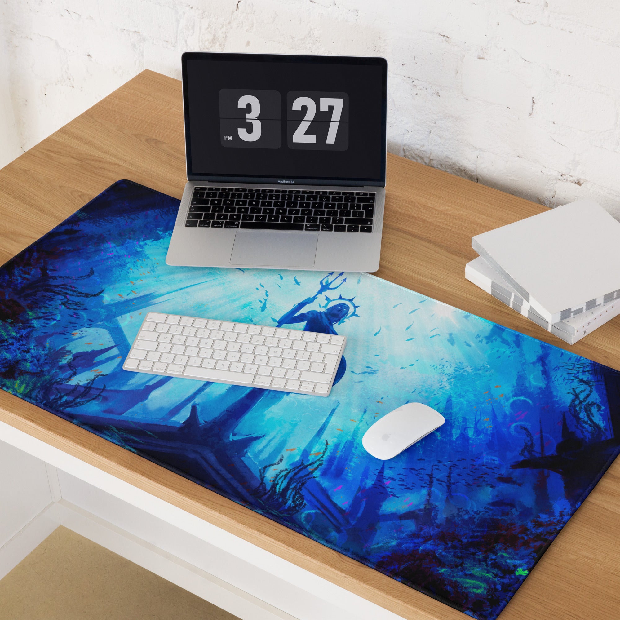 Underwater Blue Gaming Mouse Pad For Gaming Desk Setup Epic Ocean Fantasy Digital Art Style