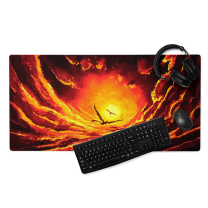 Gaming Mouse Pad Fiery Orange Red Colors For Desktop Setup Modern Style Bold Intense Minimalist Gaming Decor Digital Art
