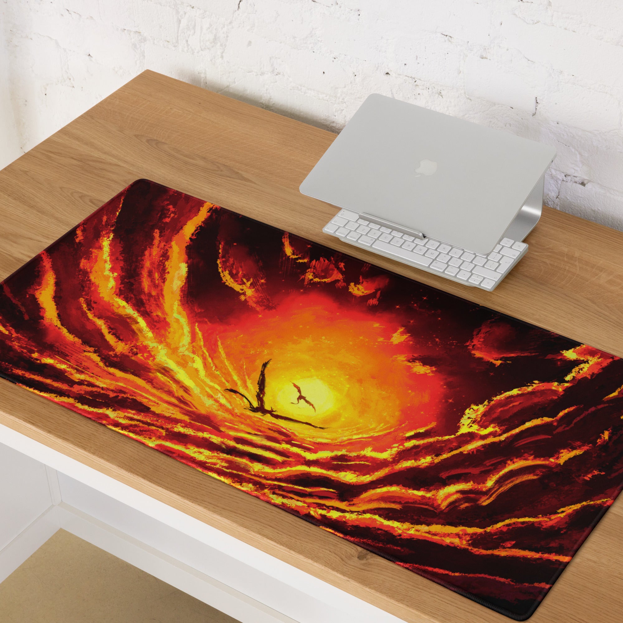 Gaming Mouse Pad Fiery Orange Red Colors For Desktop Setup Modern Style Bold Intense Minimalist Gaming Decor Digital Art