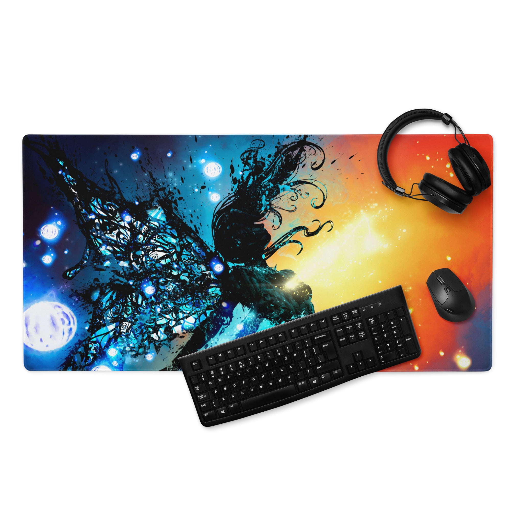 Gaming Mouse Pad Blue Orange Gradient For Immersive Setup Large Non Slip Base Edge Stitching Ideal for Dota CSGO