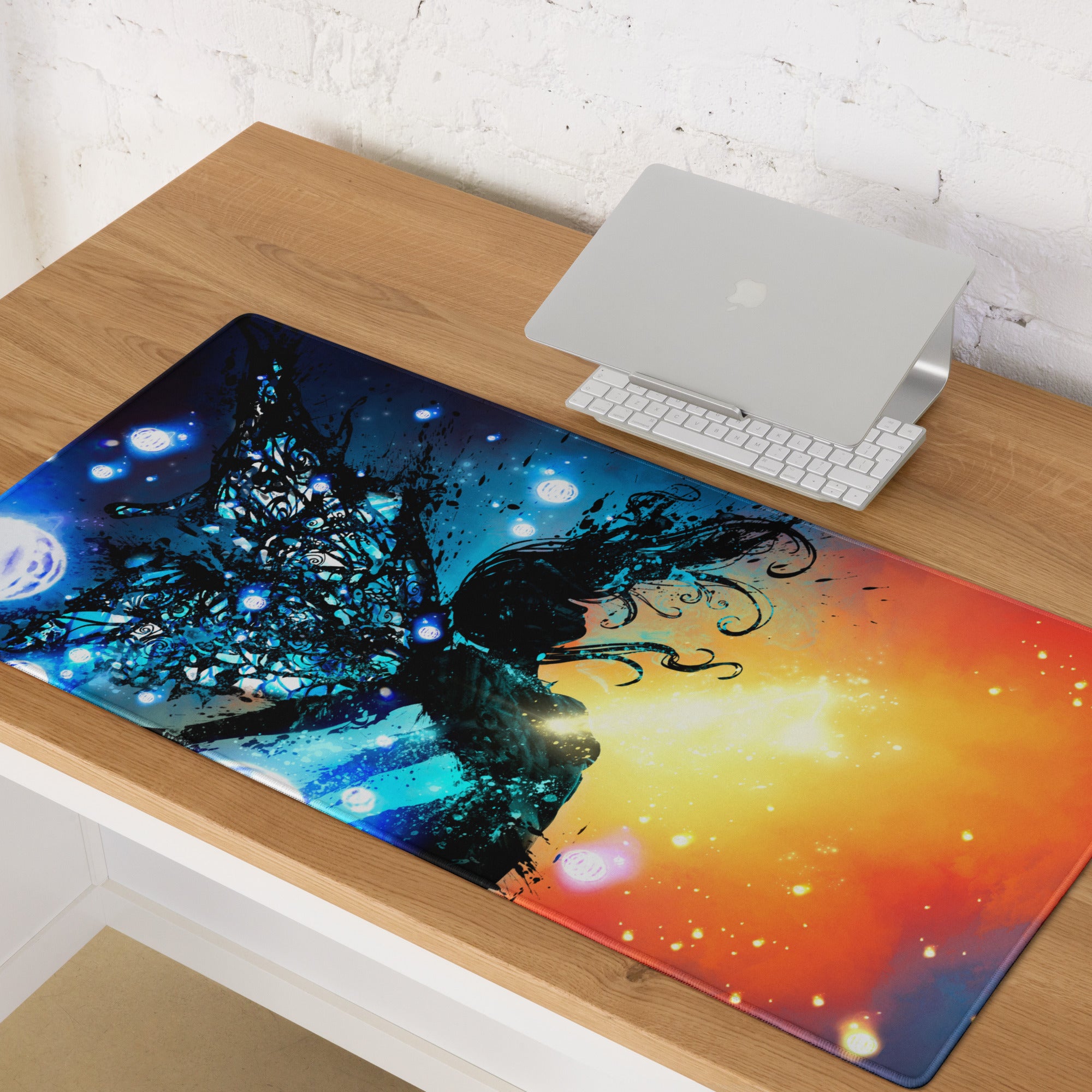 Gaming Mouse Pad Blue Orange Gradient For Immersive Setup Large Non Slip Base Edge Stitching Ideal for Dota CSGO