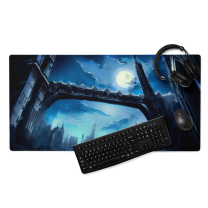 Blue Neon Cityscape Gaming Mouse Pad Large Non Slip Surface For PC Setup Ideal For Dota CSGO
