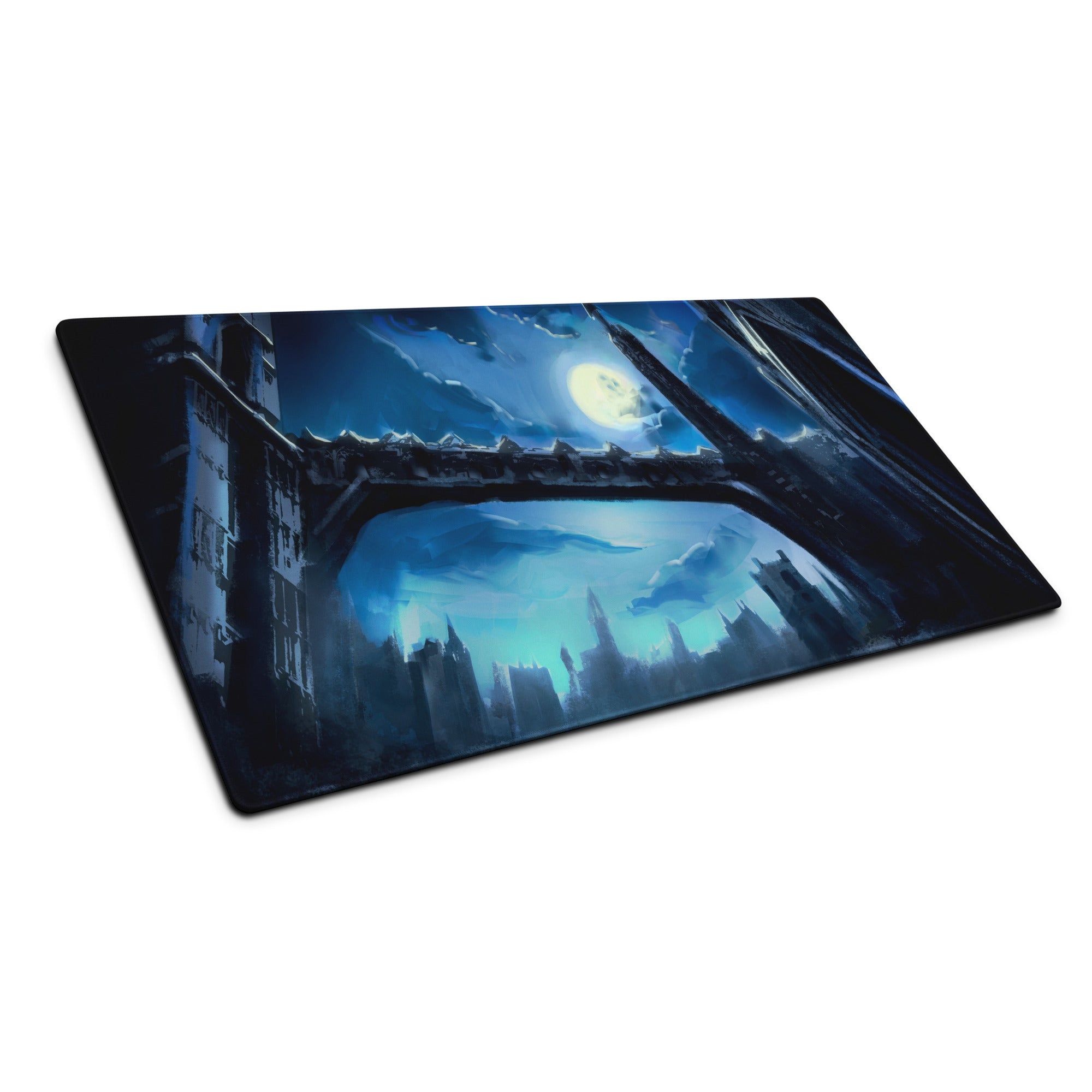 Blue Neon Cityscape Gaming Mouse Pad Large Non Slip Surface For PC Setup Ideal For Dota CSGO