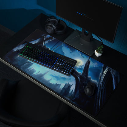 Blue Neon Cityscape Gaming Mouse Pad Large Non Slip Surface For PC Setup Ideal For Dota CSGO