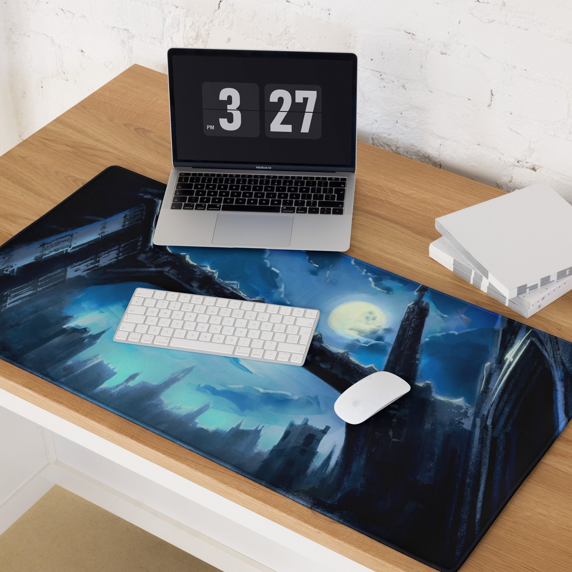 Blue Neon Cityscape Gaming Mouse Pad Large Non Slip Surface For PC Setup Ideal For Dota CSGO