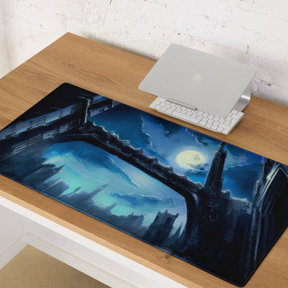 Blue Neon Cityscape Gaming Mouse Pad Large Non Slip Surface For PC Setup Ideal For Dota CSGO
