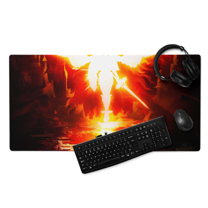 Gaming Mouse Pad Fire Orange Red On Black For Gaming Setup Cinematic Digital Art