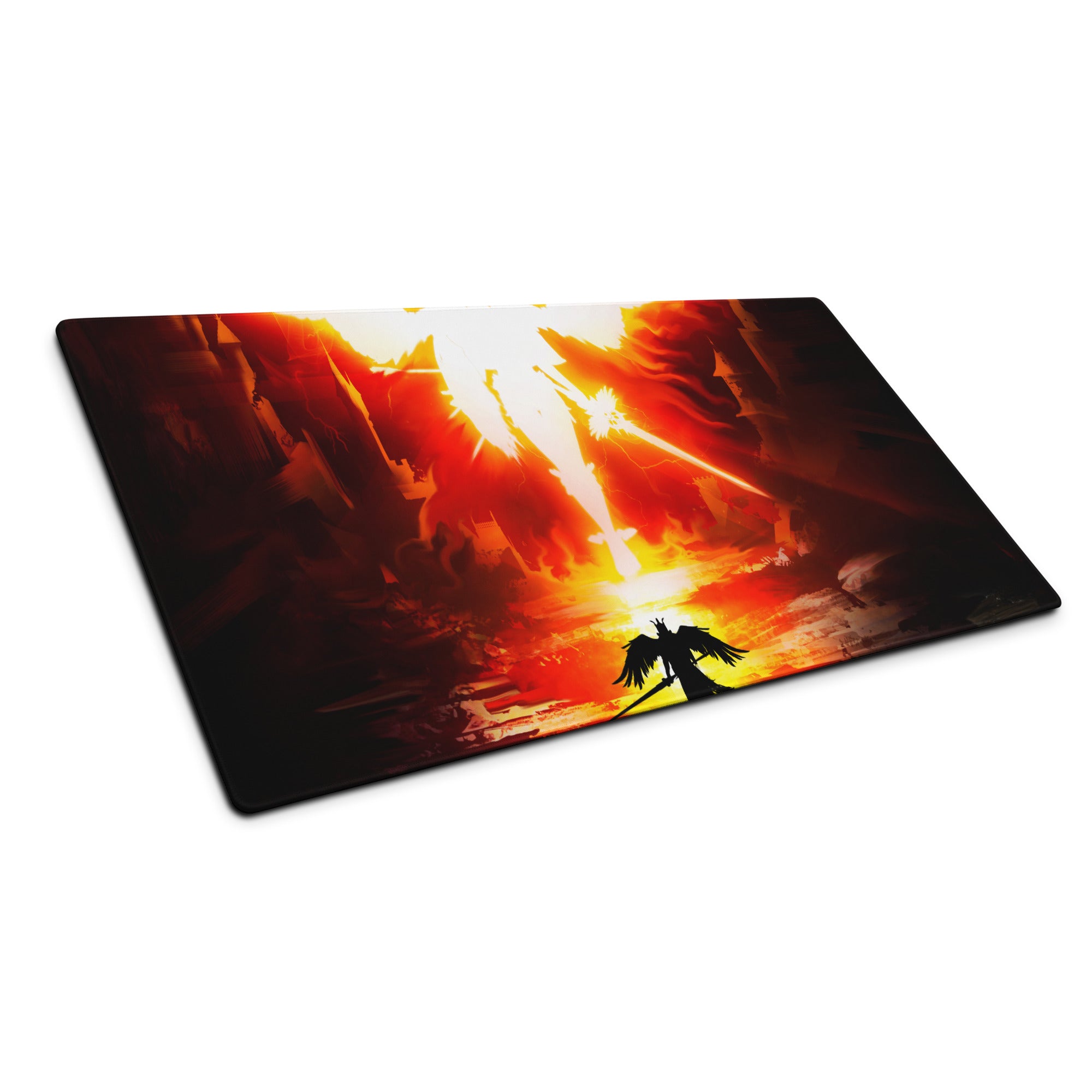 Gaming Mouse Pad Fire Orange Red On Black For Gaming Setup Cinematic Digital Art