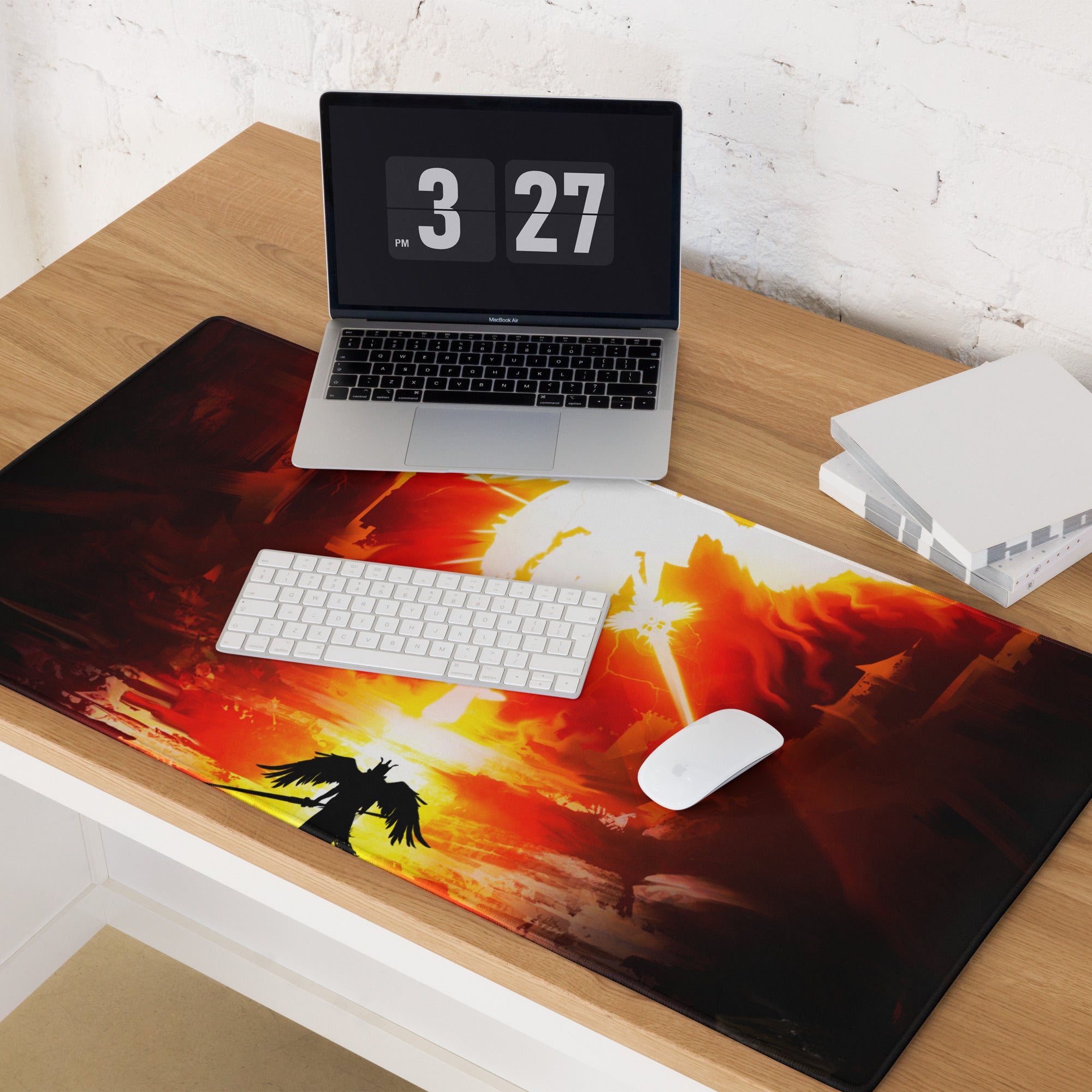 Gaming Mouse Pad Fire Orange Red On Black For Gaming Setup Cinematic Digital Art