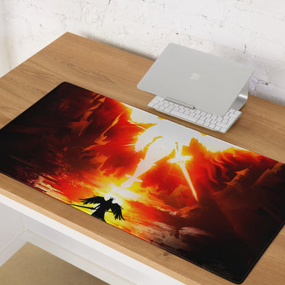 Gaming Mouse Pad Fire Orange Red On Black For Gaming Setup Cinematic Digital Art